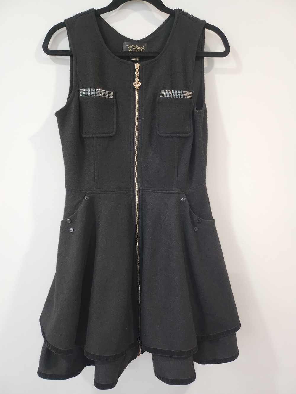 Melani Di Moda Sleeveless Zip Front Skater Dress with Pocket Detail